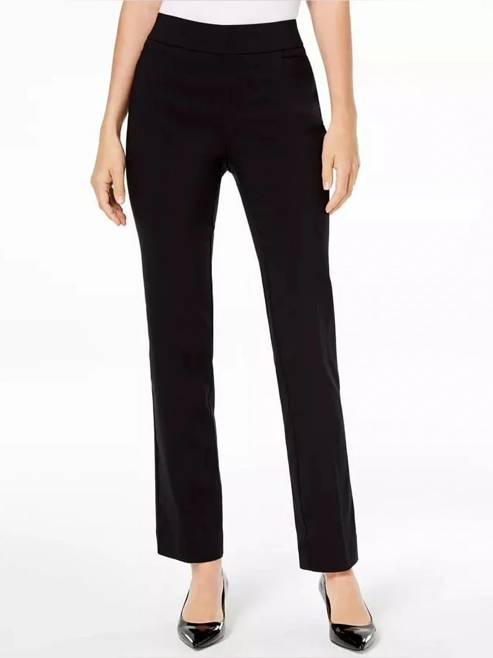 JM Collection Black Pull-On Straight Leg Trousers – Size Large